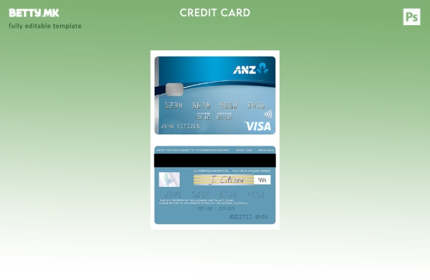 Модерен стил Австралија ANZ шаблон за кредитна виза картичка со ниска стапка